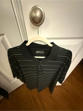 Men's Nike golf Black Striped Polo Shirt - Lightweight Performance